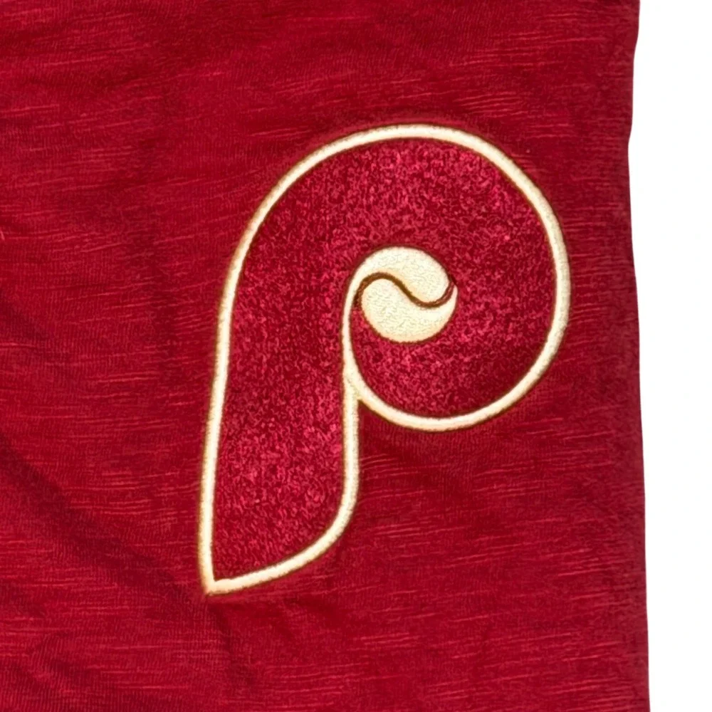 Mitchell & Ness Phillies Henley Shirt Mens 4XL Maroon Blue Cooperstown Slub Knit